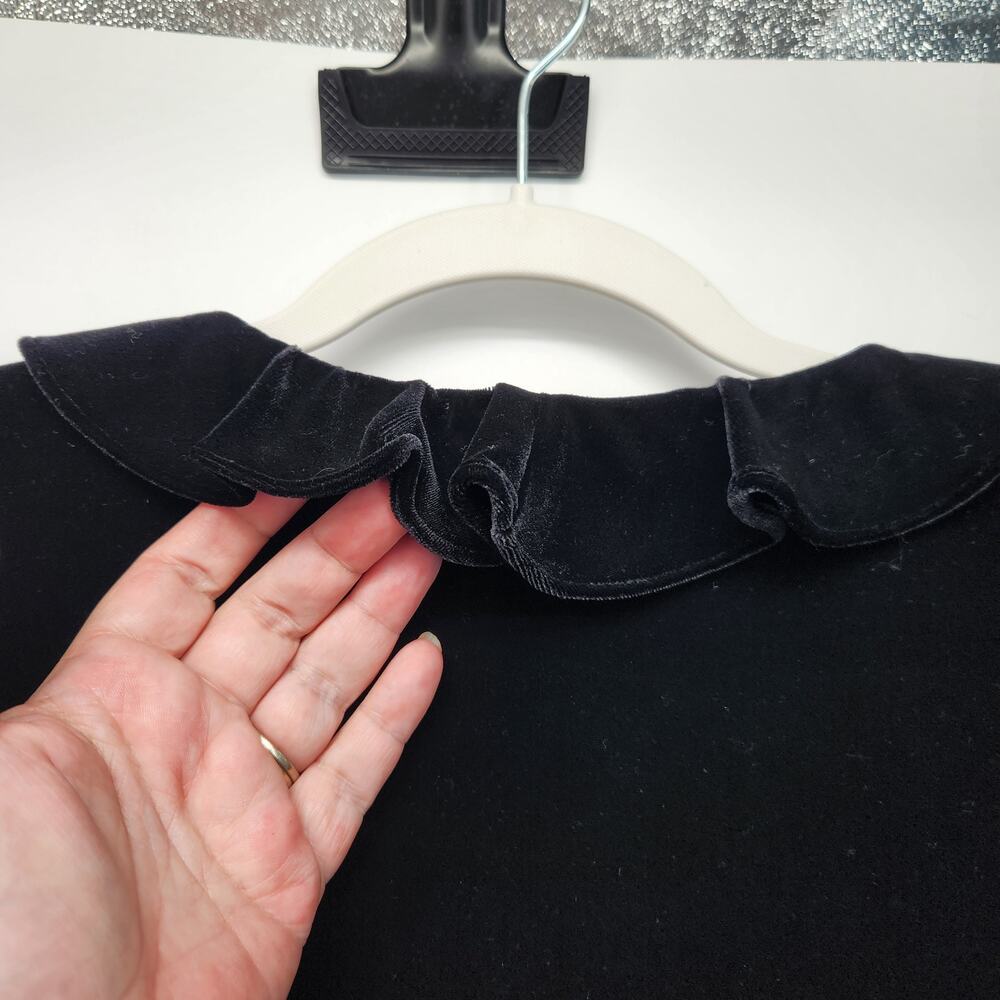 VTG. Chetta B Black Velvet 90's Goth Goblin Glam Witchy Ruffled Blouse Women's L - Picture 7 of 7